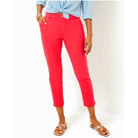 NWT Lilly Pulitzer Montoya Chino Pants Style # 016216 Mizner Red Size 0 - Picture 1 of 15